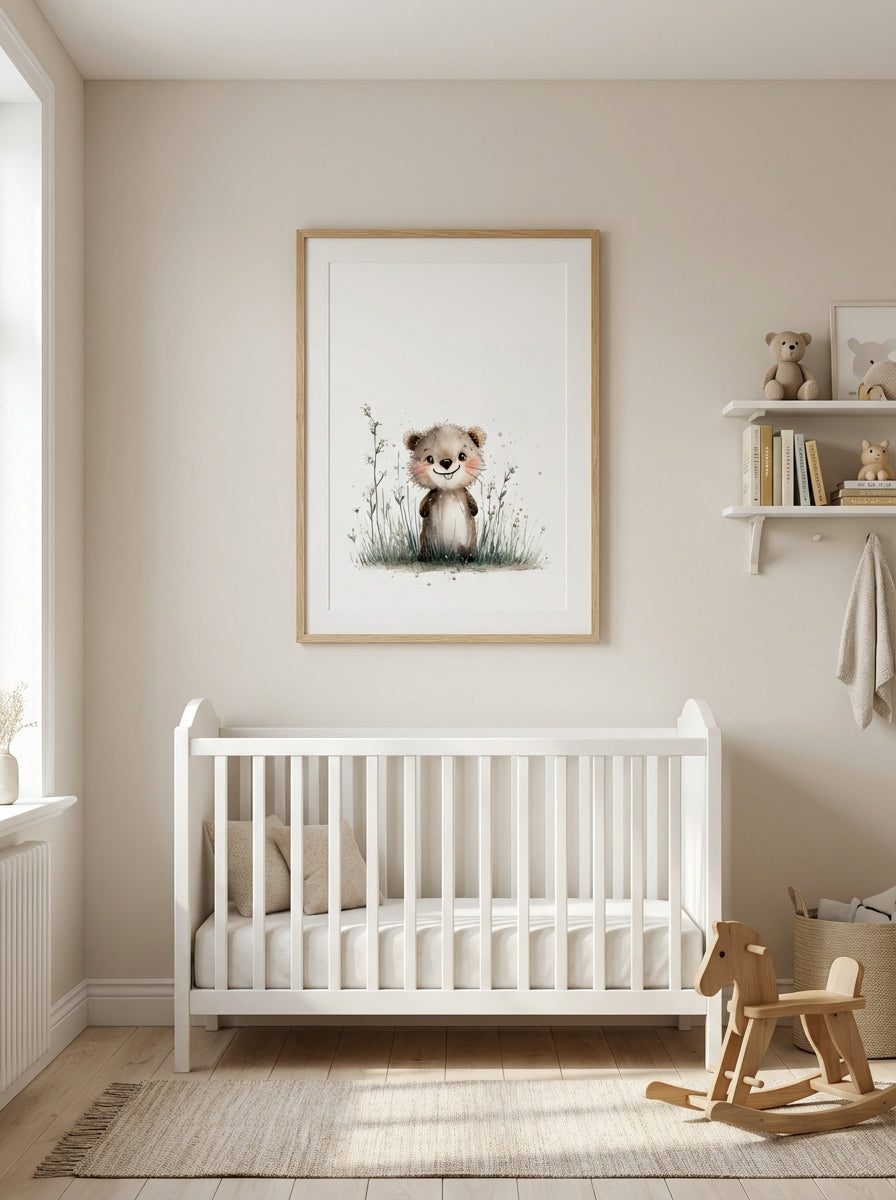 Kleiner Biber in der Blumenwiese | Kinderzimmer Poster