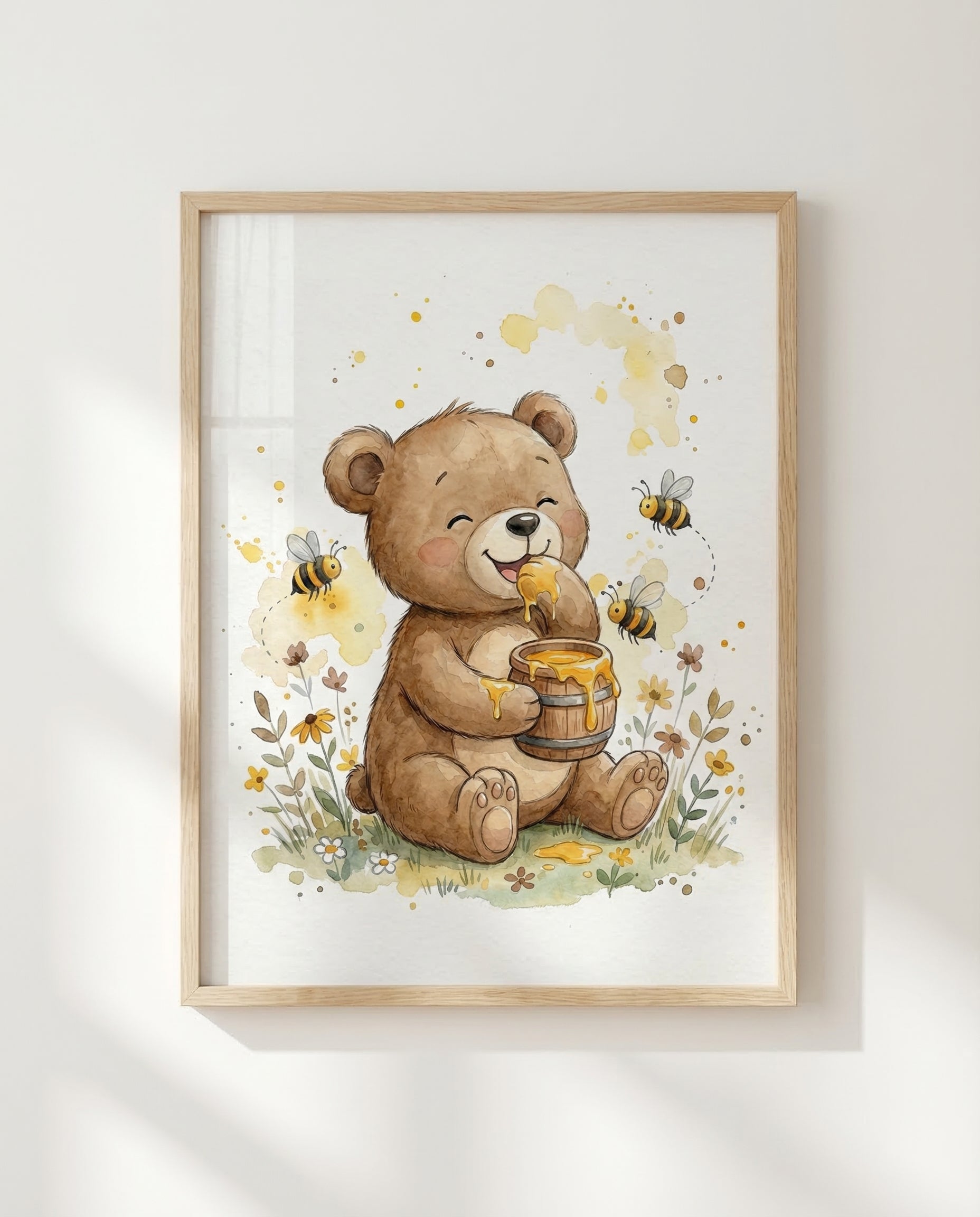 Kleiner Naschbär mit Honig | Kinderzimmer Poster