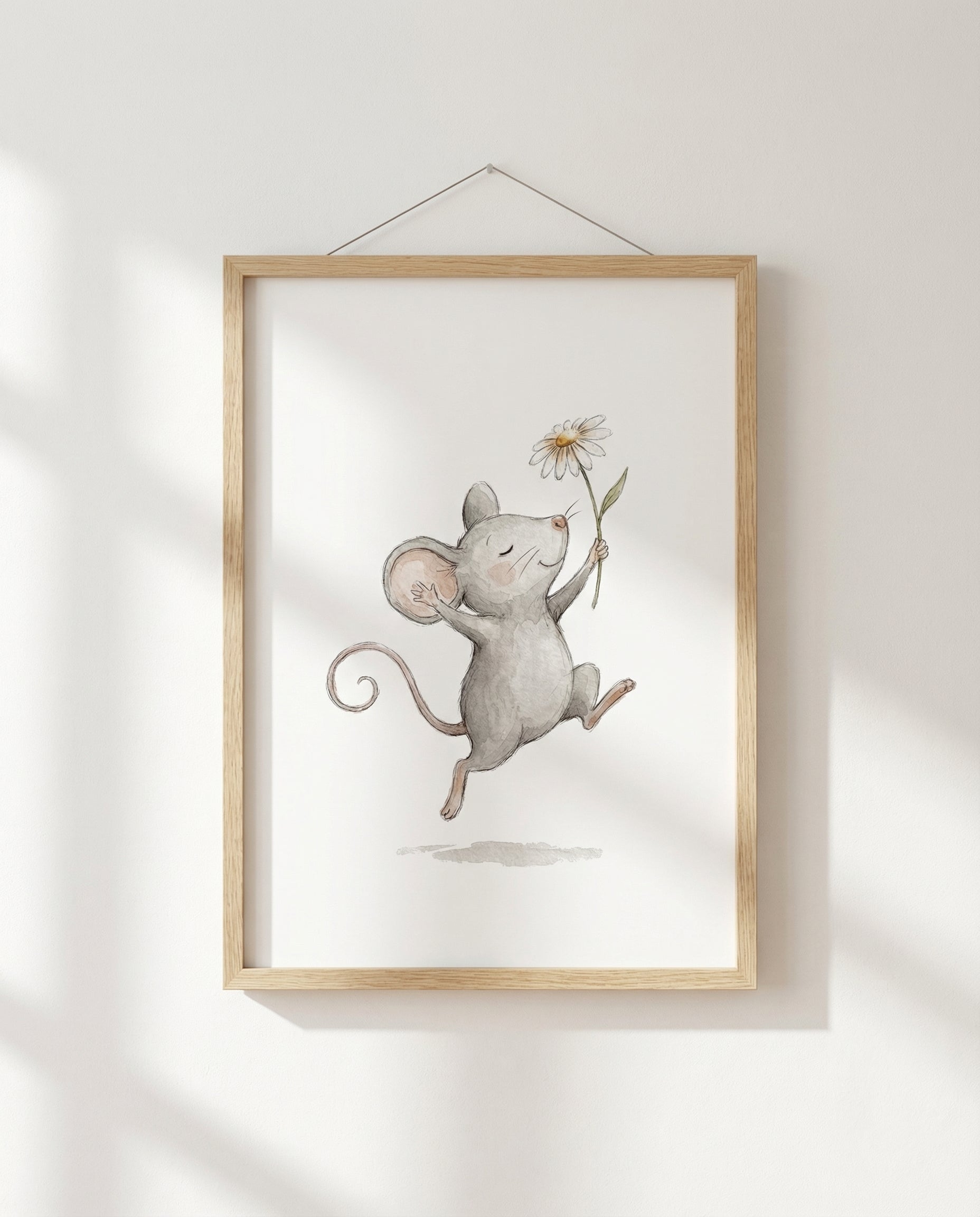 Tanzende Maus mit Gänseblümchen | Kinderzimmer Poster