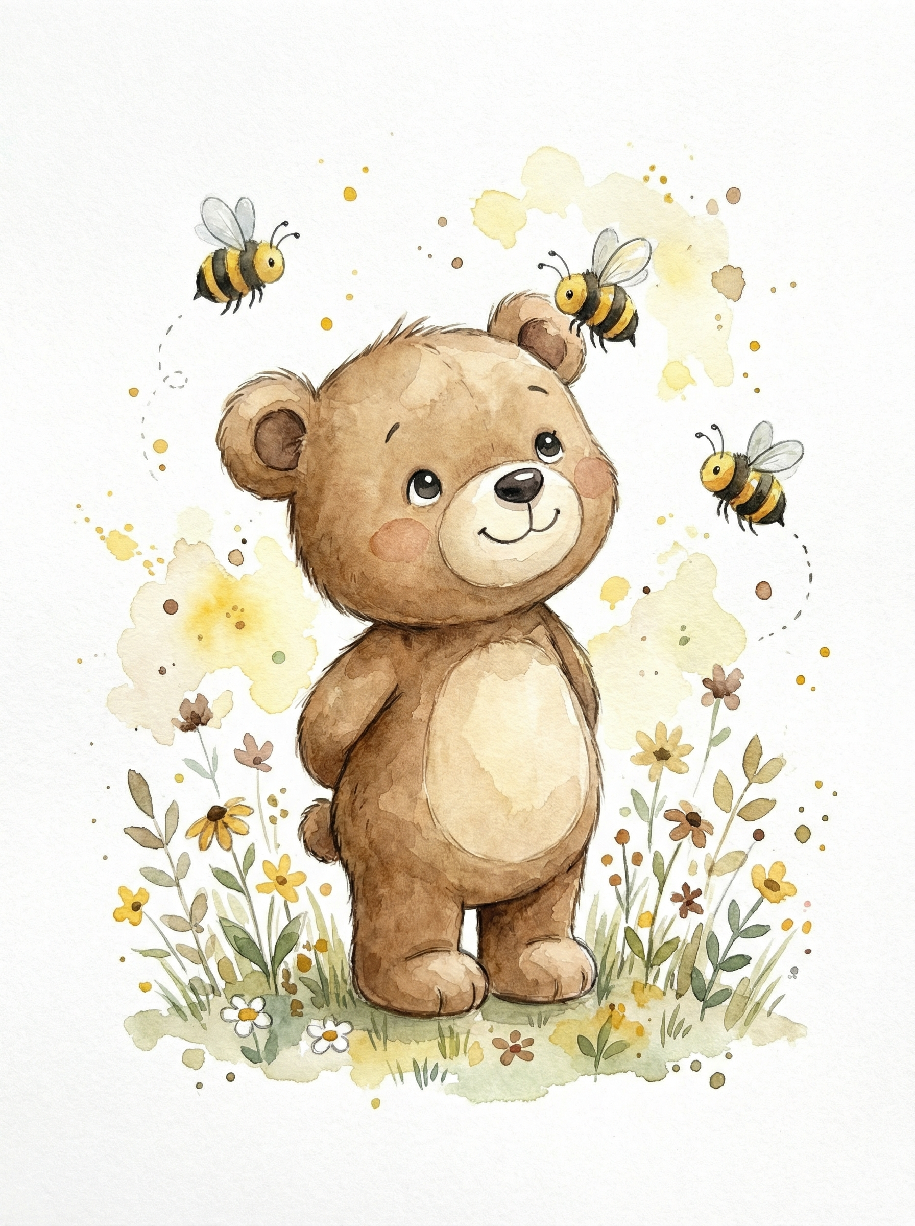 Kleiner Bär & Bienen | Kinderzimmer Poster