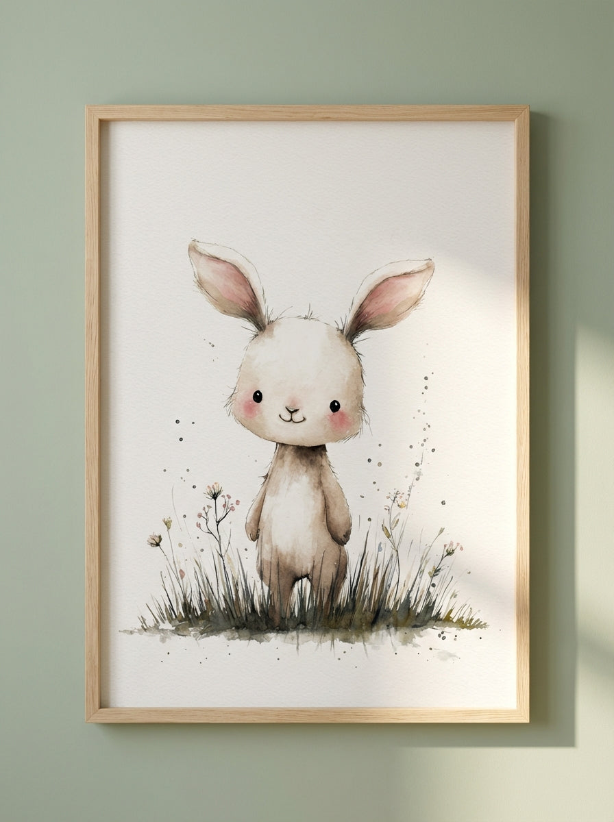 Kleiner Hase im Gras | Kinderzimmer Poster