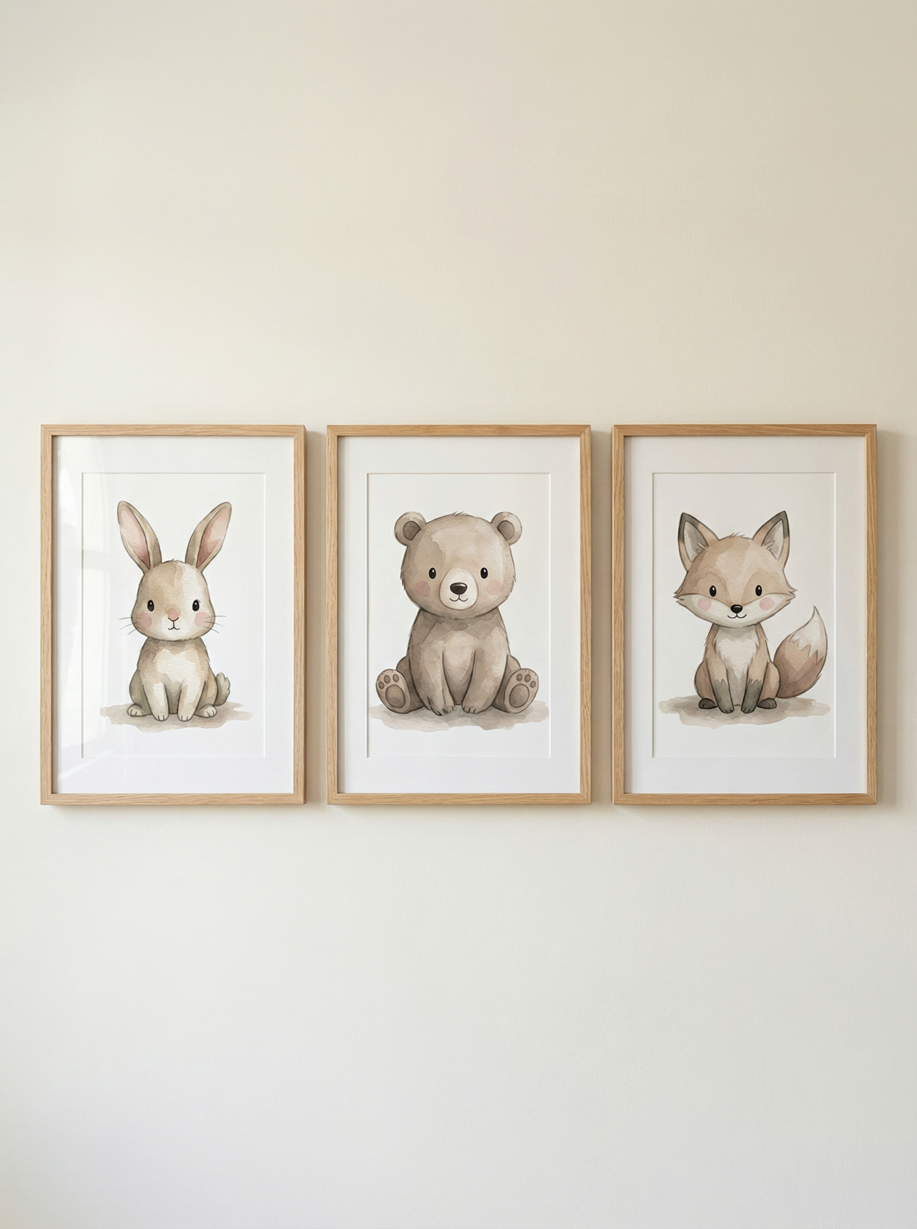 Waldtiere Trio Hase Bär Fuchs | Kinderzimmer Poster Set