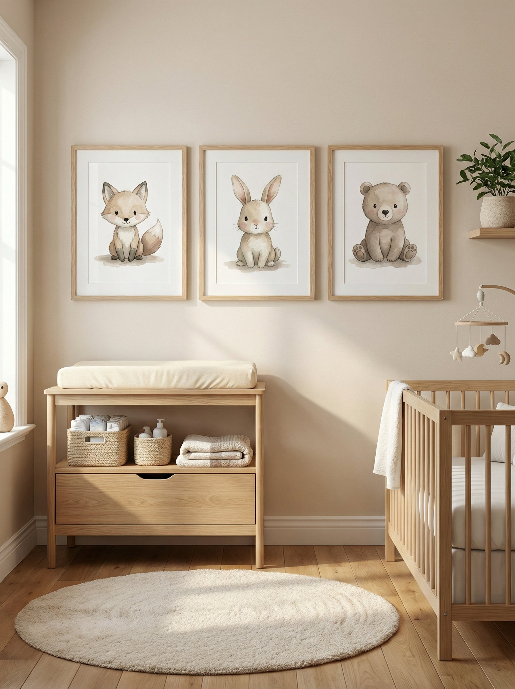 Waldtiere Trio Hase Bär Fuchs | Kinderzimmer Poster Set