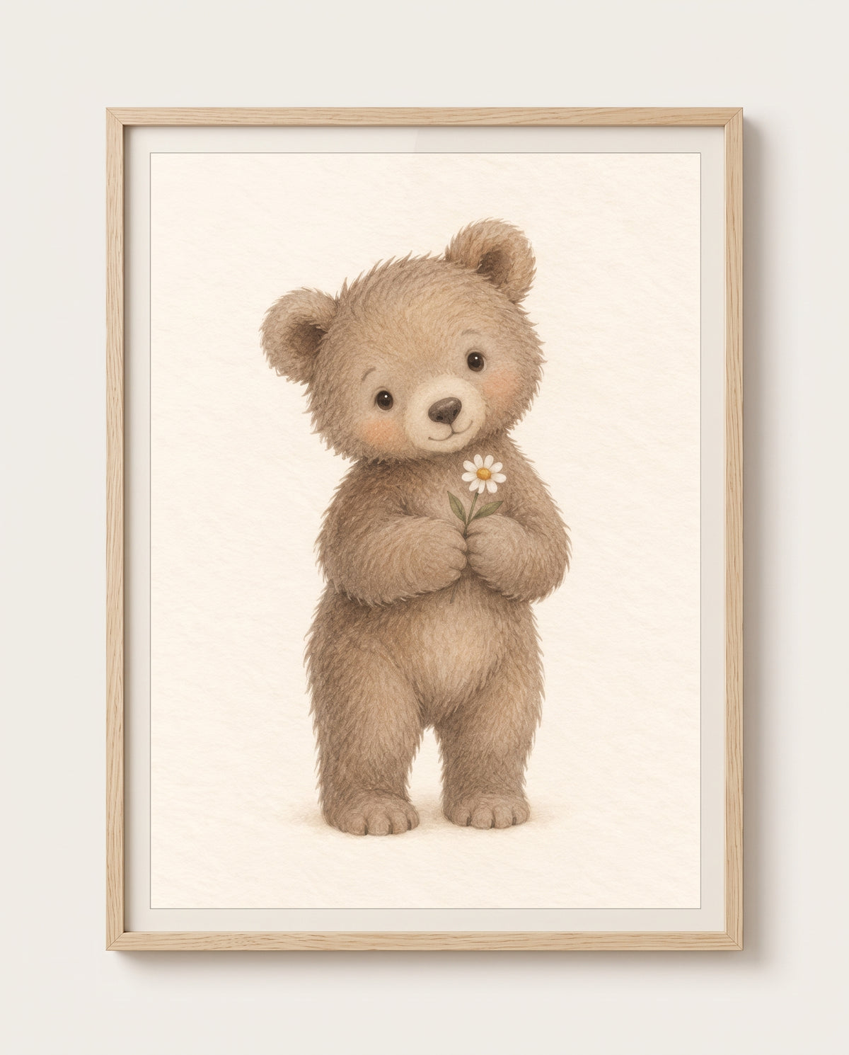 Titelansicht des Posters mit braunem Bären und Gänseblümchen