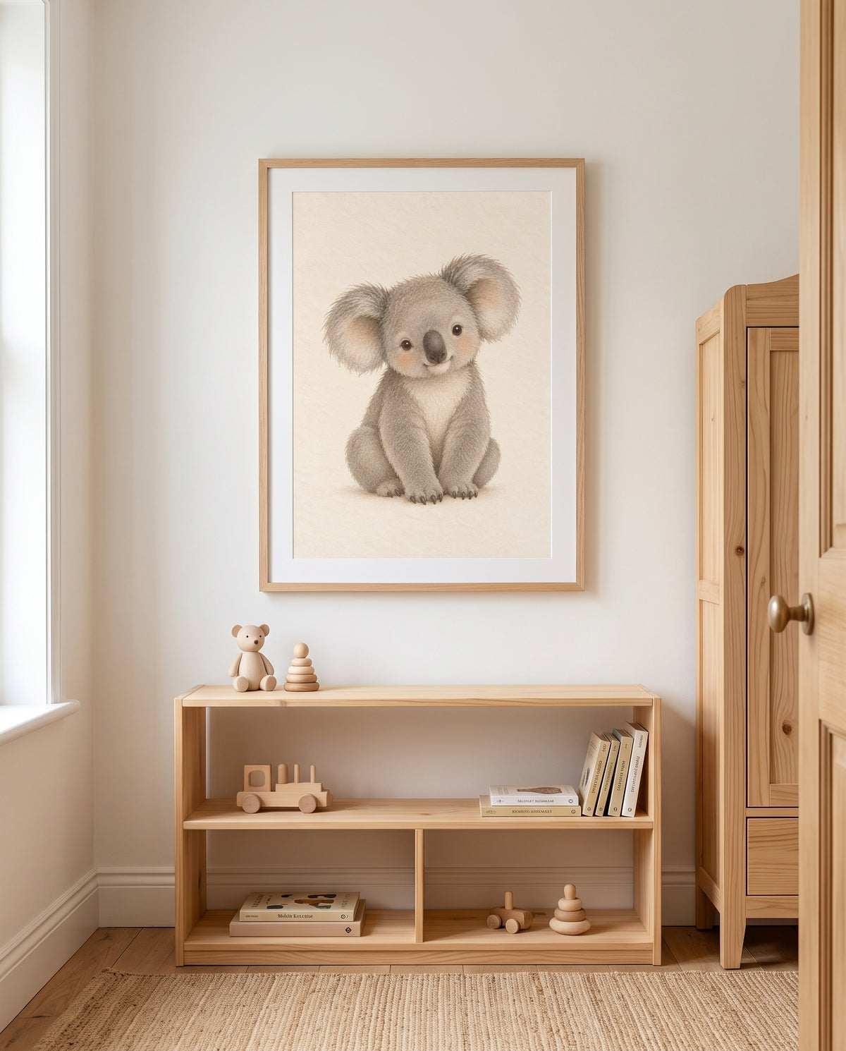 Koala-Poster in einem Montessori-Kinderzimmer