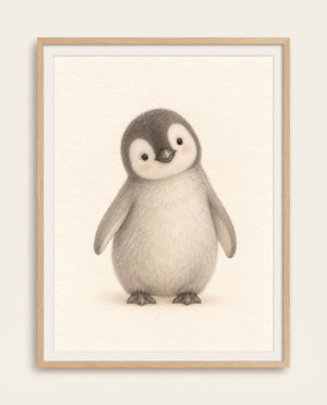 Poster-Motiv Kleiner Pinguin mit seitlich ausgestreckten Flügeln im Rahmen-Titelbild