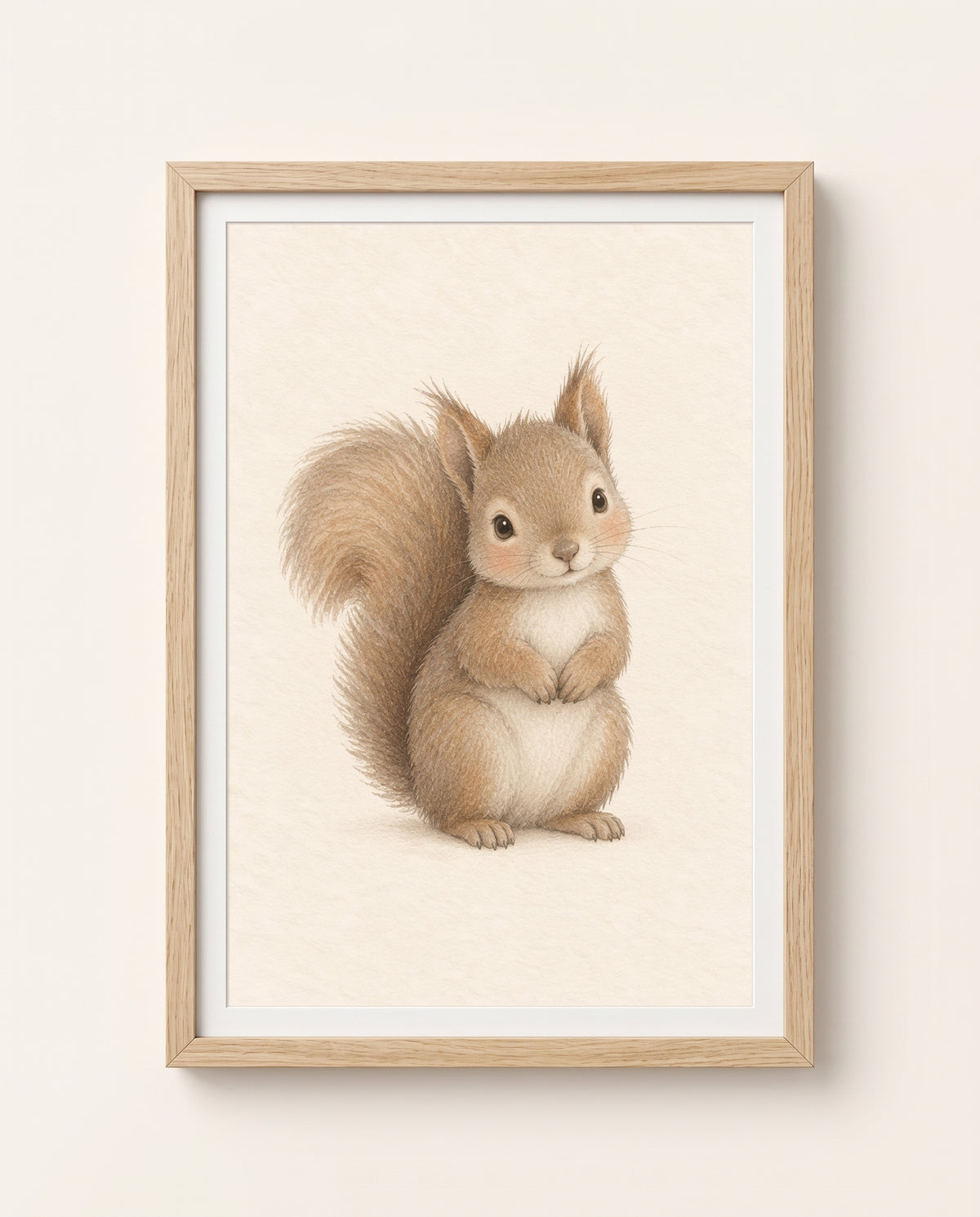Poster mit sitzendem Eichhörnchen als Titelbild im Rahmen